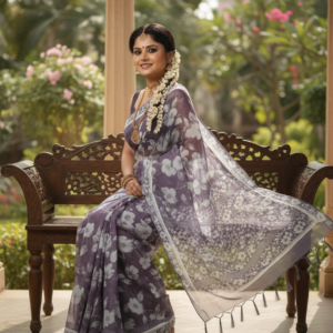 prominent floral print Saree