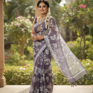 prominent floral print Saree